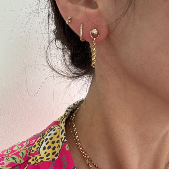 Diamond Sphere Rolo Loop Earrings - Picture 5 of 5